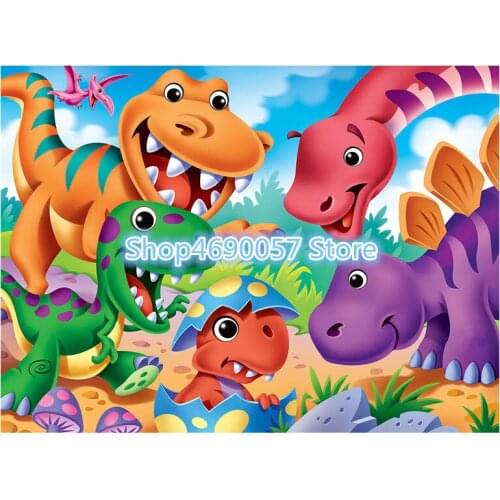 Diamond Painting Dinosaurs Full Drill Square/Round Cartoon Animal Diamond Embroidery Mosaic Rhinestone Pictures Home Decoration