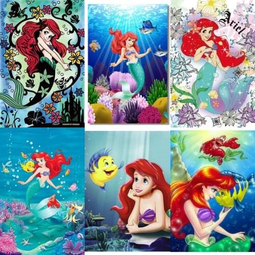 Diamond Painting Cartoon Disney Little Mermaid Ariel Princess 5D DIY Diamond Embroidery Rhinestones Mosaic Home Decoration Gift