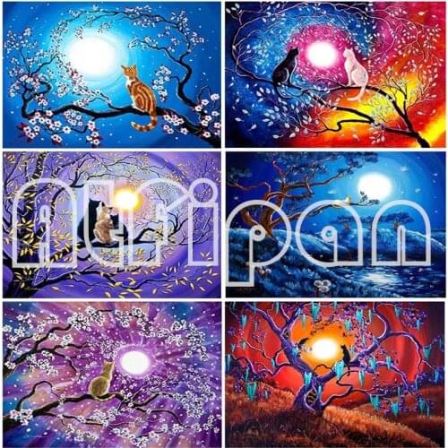 Cat Diamond Painting Cross Stitch Full Round Diamond Embroidery Animals Kits Picture Of Rhinestones Diamond Mosaic Home Decor