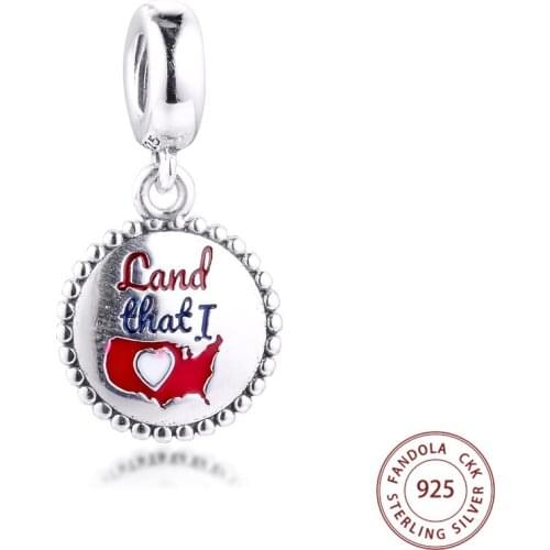 CKK Fits Pandora Bracelet 925 Sterling Silver Land That I Love Dangle Charm Beads for Jewelry Making Women Accessories Bijoux