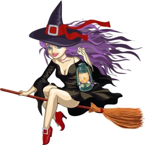 CS-791#15*15cm A witch funny car sticker printed PVC decal for auto car stickers styling car decoration