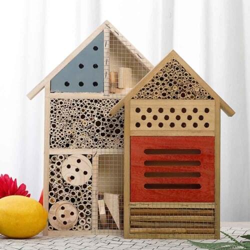 Wooden Bee Hive Outdoor Garden Shelter Insect Bee House Mating Box Beekeeping Tool Garden Beekeeping Supplies