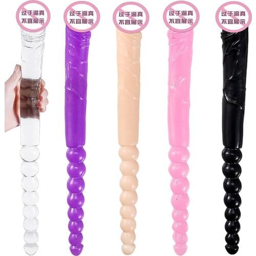 Double Dildo Flexible Soft Jelly Vagina Anal Women Gay Lesbian Double Ended Dong Backyard Anal plug Artificial Penis Sex Toys