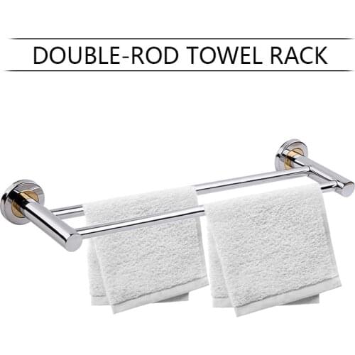 50*14cm Stainless Steel Double Bars Towel Rack Bathroom Kitchen Wall-mounted Towel Holder 2 Layer Towel Shelf