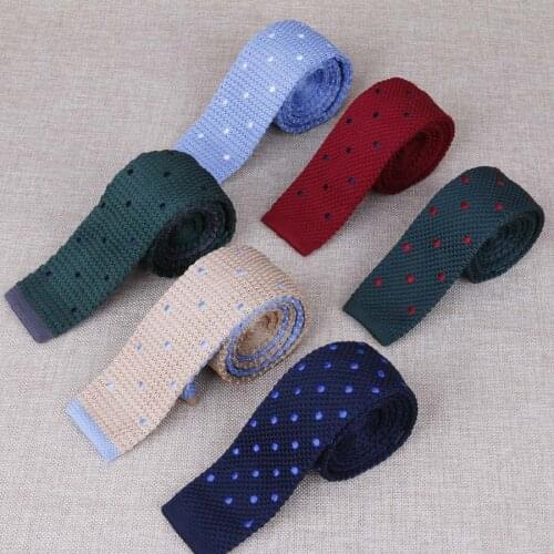 Linbaiway 5cm Fashion Mens Knitted Neck Ties Leisure Dots Narrow Slim Skinny Woven Knitting Neckties For Wedding Tie Custom Logo