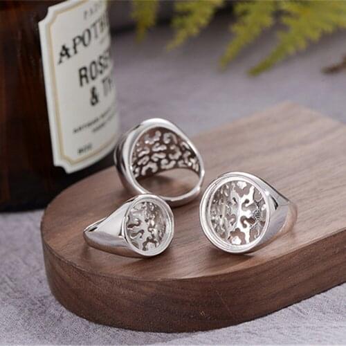 Ring Blank (13mm 14mm 15mm 16mm 17mm 19mm 20mm Round Blank) White Gold Plated 925 Silver Ring Base Adjustable Ring Setting R992B