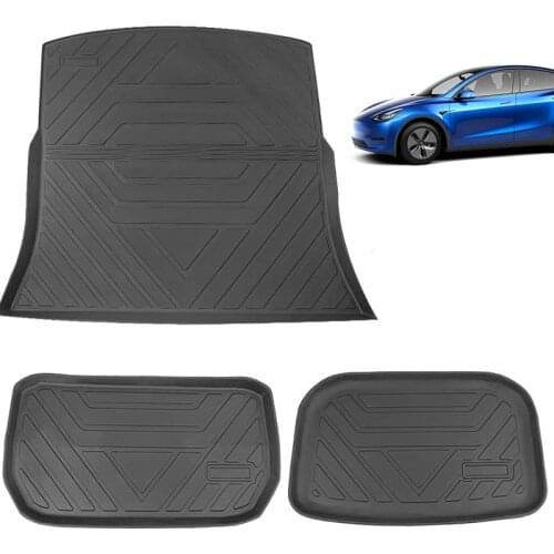 For Tesla Model Y 2020 ModelY Front Rear Trunk Storage Mat TPE Rubber Floor Waterproof Pads Car Cargo Liner Protect Accessories