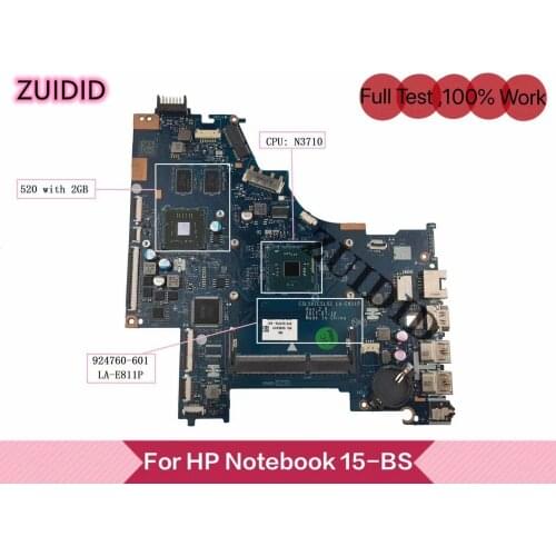 924760-601 Für HP 15-BS Laptop motherboard 924760-501 924760-001 CSL50/CSL52 LA-E811P Mit 520M/2GB SR2KL N3710 CPU 100% volle OK