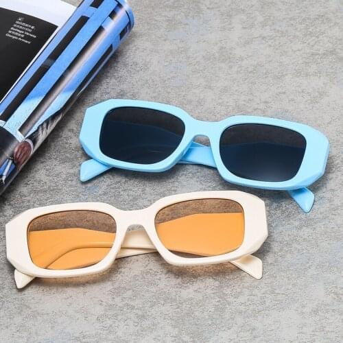 Fashion Polygon Square Sunglasses Protection Eye Retro Unique Wide Legs Eyewear Shades UV400 Men Women Sun Glasses