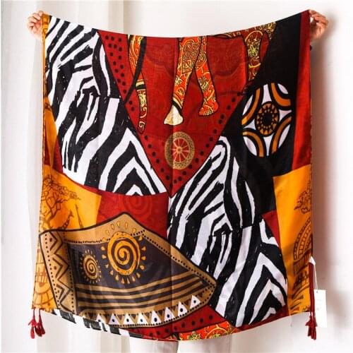 2019 Fashion Totem Print Tassel Scarves Shawls Beautiful Cotton Totem Muslim Muffler Hijab Wrap 10pcs/LOT Wholesale