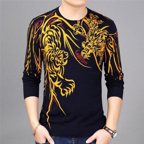 Chompas Sweater Men Hombre 2020 Spring New Fashion Print Sweater Mens Pullover Erkek Kazak Slim Fit Pull Homme Pull Homme Hiver