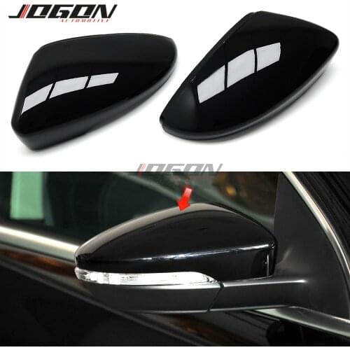 No Lane Assist 2PC Black For VW Passat B7 CC Scirocco MK3 Jetta MK6 EOS Side Wing Rear View Mirror Cover Replacement Caps Shell