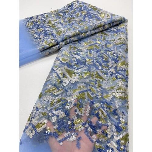 NigerianTulle lace fabrics French Lace Fabric 2021 high quality embroidered with sequins african lace fabric for dress 4097B-2