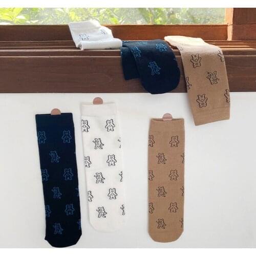 3 Pairs/bag Autumn And Winter New Cartoon Childrens Calf Socks Cartoon Boys And Girls Straight Socks Korean Style Trendy Socks