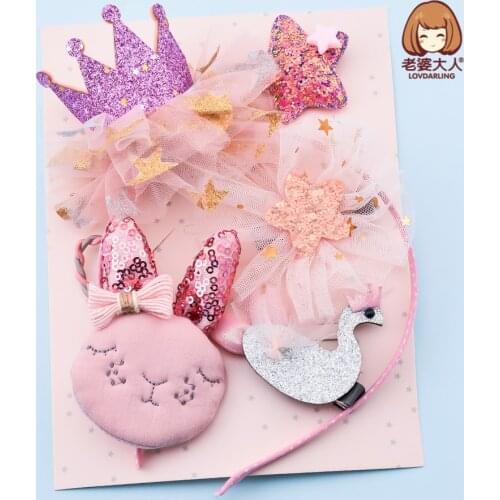 Fabric Crown Bright Leather Five-Pointed Star Net Yarn Flowers Bowknot Cloud Rabbit Hair-Hoop Headband