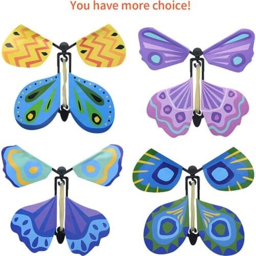 Fake Flying Butterfly Toy Clockwork Powered Butterfly Exquisite Magic Gift Decoration for Birthday Party Christmas New Year