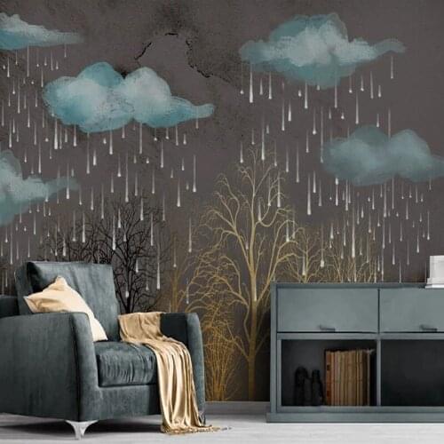 Custom 3D Wallpaper European Style Retro Nostalgic Hand-painted Forest Sky Landscape Background Wall Decorative Painting Mural