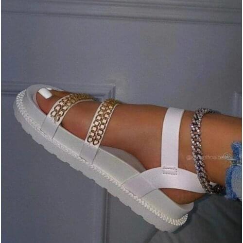 Women Flat Slides Summer Bling Crystal Slip On Sandals Ladies Buckle Strap Shoes Woman Fashion Casual Female Beach Slipper 2021