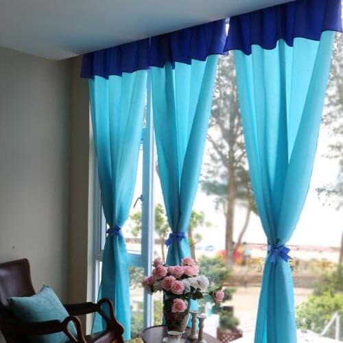 Blue Curtains For Living Room Bedroom Decor Bay Window Curtains For Bedroom Cortina Corta занавески European Home Accessorizes