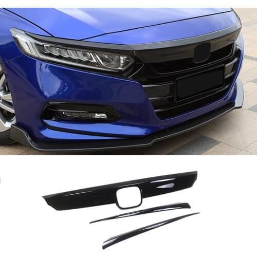 Loyalty for Honda 10th Gen Accord 2019 2020 Front Head Bumper Grille Chin Lip Lights Lamp Eyelid Molding Garnish ABS Gloss Black