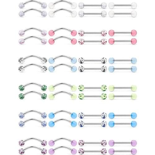 Glow in Dark Flexible Acrylic Curved Straight Tongue Barbell Snake Eye Nipple Ring Retainer Piercing Jewelry 16mm 8mm Bar