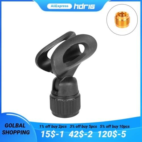HDRIG Universal Mini Microphone Clip Holder For Mic Stand With 5/8" Male To 3/8" Female Metal Mic Screw Adapter Photo Studio