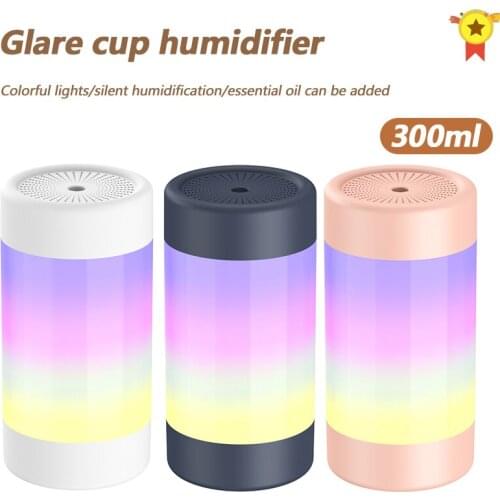300ml Humidifier Portable Ultrasonic Colorful Cup Aroma Diffuser Cool Mist Maker Air Humidifier Purifier With Light For Car Home
