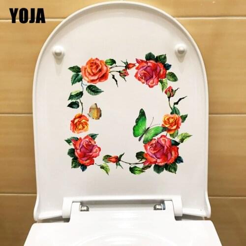 YOJA 21.8X21CM Gorgeous Watercolor Wreath Home Bedroom Decor Classic Wall Sticker Mural WC Toilet Decal T1-2343