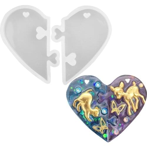 1pc Heart Silicone Molds Jewelry Mold UV Epoxy Resin Mold Necklace Key Chain Pendant Craft DIY Making Jewelry Mold Tool