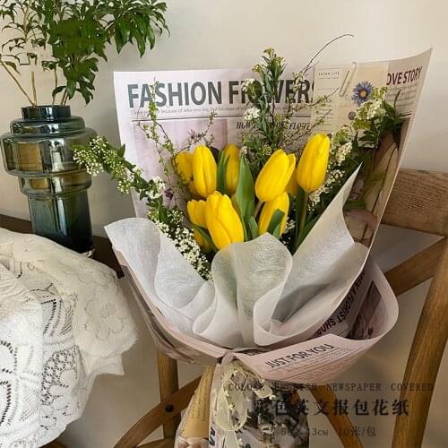 10pcs Newspapers Waterproof Flower Gift Wrapping Paper Birthday Party Packaging Tissue Paper Florist Supplies