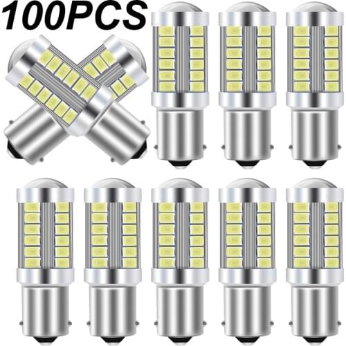100pcs 1156 BA15S P21W 1157 P21/5W BAY15D BAU15S PY21W LED Car Tail Bulb Brake Lights Reverse Lamp Daytime Running Signal Light