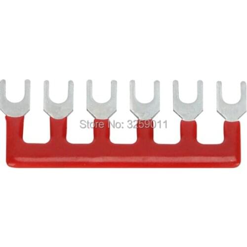 100PCS TB2506 Suyep 6 Positions 25A Wire Connector Pre Insulated Fork Type Barrier Spades Terminal Strip Jumper Block