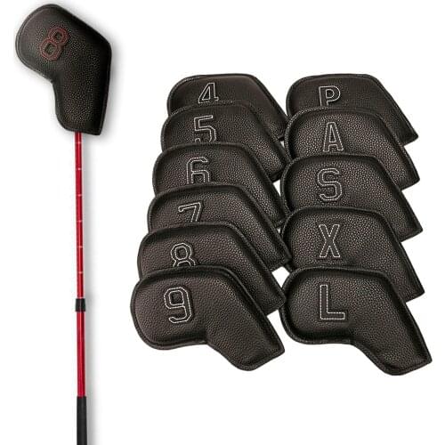 11pcs Golf Club Iron Head Cover Women Men Waterproof Headcover with Double-sided Identification Number White Letter Universal