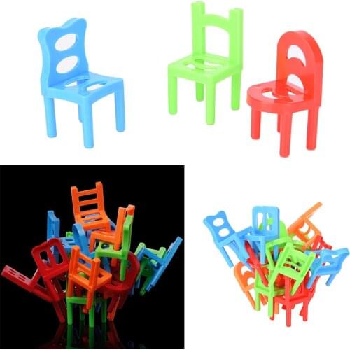 18Pcs New Family Board Game Children Educational Toy Balance Stacking Chairs Chair Stool Office Game 15*20.5*3.5CM