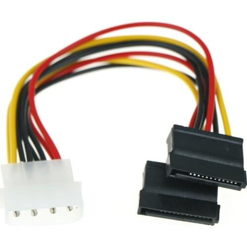 2pcs Computer Cable 4 Pin IDE Power Splitter 1 Male to 2 Female ATA / SATA Power Cable Y Splitter Hard Drive Power Supply Cable