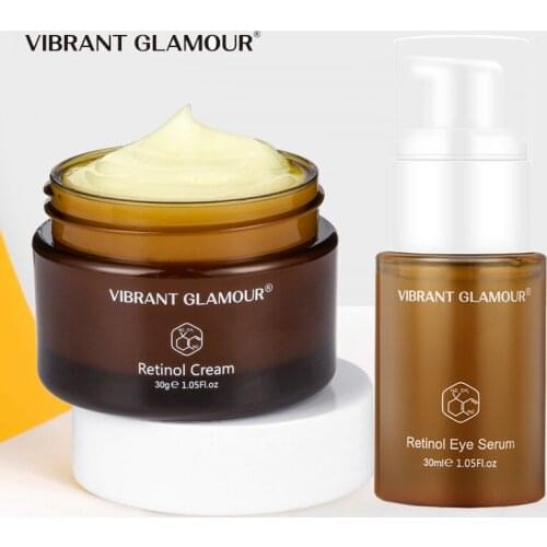 2Pcs Retinol Facial Skin Care Set Face Cream Eye Serum Firming Lifting Anti-Aging Reduce Wrinkle Fine Lines Skin Care