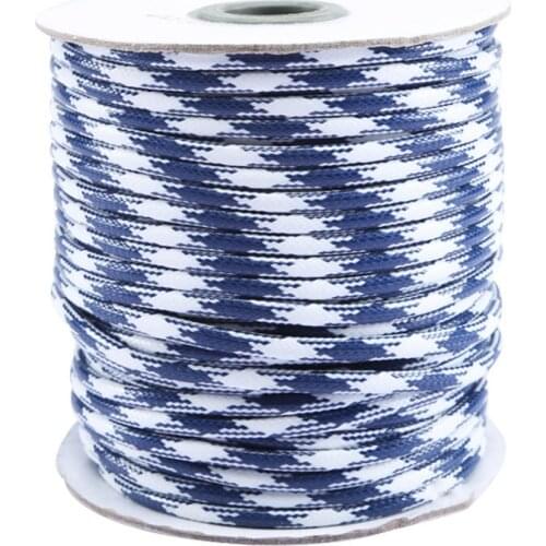 3.5mm Navy Blue+White Korea Polyester Core Waxed Wax Cord String Thread+50yards+Jewelry Findings Accessories Bracelet Rope