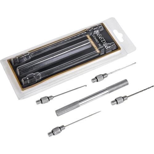 5-in-1 Carp Fishing Rigging Bait Needle Kit Tool Set Bait Boilie Drill Stringer Needle with Nonslip Aluminum Alloy Handle