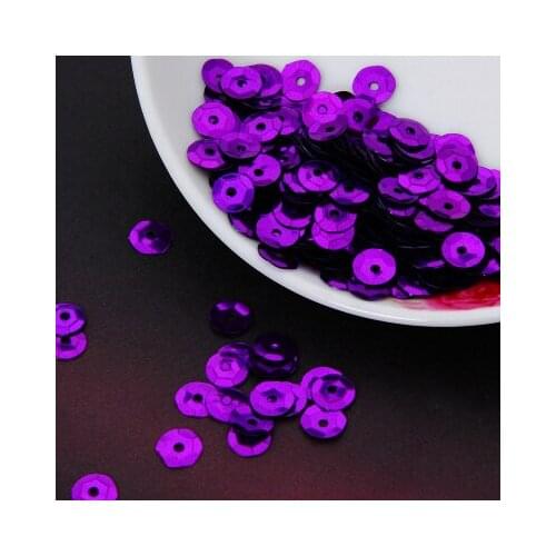 50g(1650pcs) 8mm Cup Sequings for Craft Silver-based Embossing 5 Violet Purple Cup
