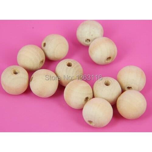 50pcs Top Fashion 15mm Natural Unfinished Round Wooden Beads for DIY Jewelry SMT-198
