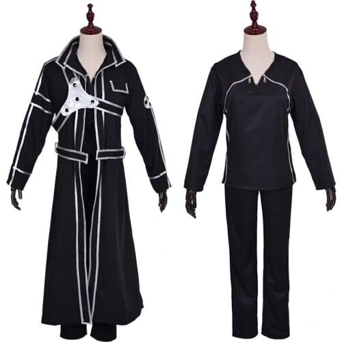 Anime halloween Sword Art Online SAO Kirito Kirigaya Kazuto Robe Cosplay Costumes Long Overcoat Trench Coat
