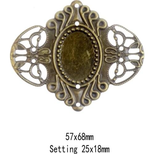 Free shipping 3Pcs Antique Bronze Filigree Cameo Frame Settings Wraps Connnector Decoration DIY Embellishments 6.9x5.6cm F0428