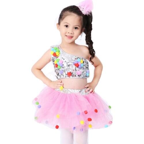 Girl Ballroom Jazz Dance For Girls Jazz Dance Costumes for Girls Kid Ballet Children Performance Sequins Jazz Costumes For Girl