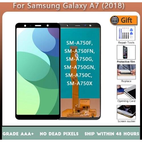 For Samsung Galaxy A7 2018 A750 Super AMOLED TFT/OLED/ LCD SM-A750F A750F Display With Touch Screen Assembly Replacement Part