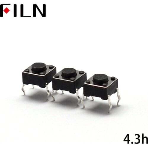 FL7-010-6*6J-H4.3 50PCS 6X6X4.3MM Tact Switch Push Button Switch 12V Copper 4PIN DIP Micro Switch For TV/Toys/home use Button