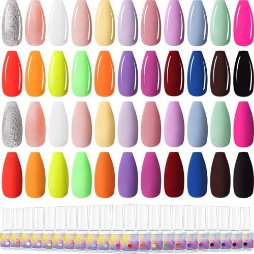 Makartt Gel Nail Polish, 22PCS Pastel Neon Gel Pink Blue Yellow Green Purple Red Colors Gel Set with Base Coat Top Coat
