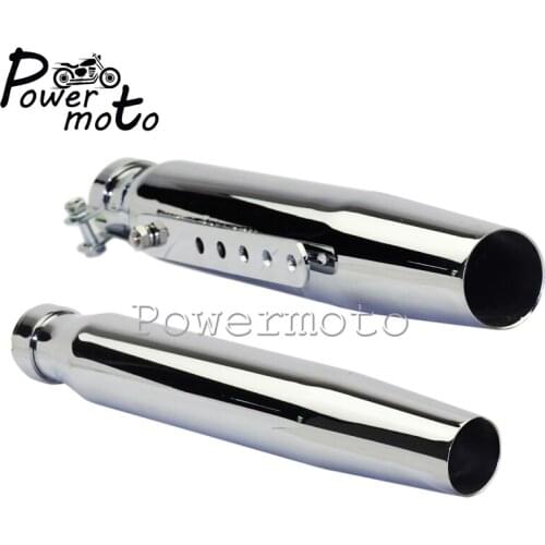 1 Pairs Motorcycle 415mm Chrome Retro Exhaust Muffler 1 5/8" 1 1/2" 1 7/16" Silencer Pipe For Harley Cafe Racer Chopper Bobber