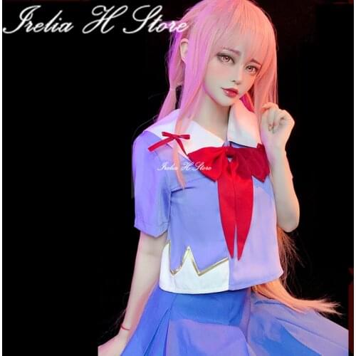Irelia H Store AnimeFuture Diary Cosplays Gasai Yuno Cosplay Costume School Uniforms blouse skirt