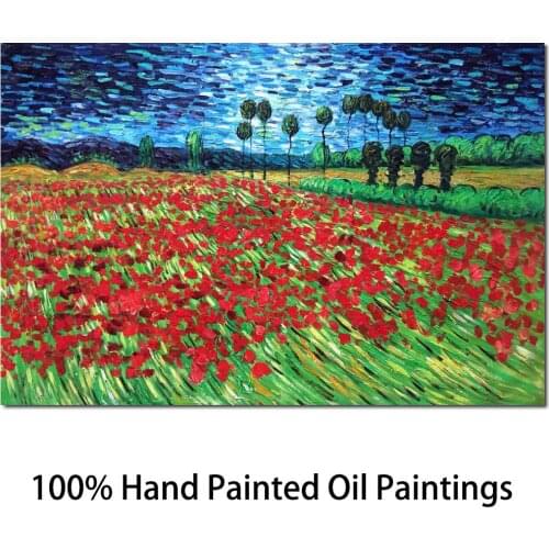 Famous art for bedroom Field of Poppies Vincent Van Gogh paintings Hand painted High quality