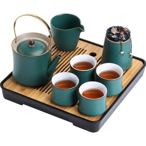 Chinese Kung Fu Tea Set Large Capacity Teapot Cup Home Office Ceramics Simple Tea Tray Whole Set Gift Box Gift tea set chinese